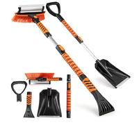 HOMFME Pelle à Neige Extensible 1,3 cm et grattoir à Glace, Balai à Neige d'urgence avec poignée en Mousse, tête rotative à 180°, grattoir à Neige pour Voitures, camions, SUV, véhicules (4 en 1, avec