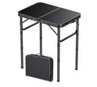 HOMGEN Table de Pique-Nique Pliante 58x40 cm, Réglable en Hauteur sur 3 Niveaux, Table Pliante, Table de Pique-Nique légère et Portable pour activités en Plein air, Balcon, Jardin - Argent