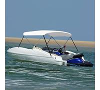 Homgoday Auvent Bimini 2 Arches Toit de Bateau Protection de Soleil Lumière Pluie Parasol Hauteur Réglable Revêtement PU Blanc