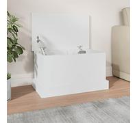 Homgoday Boîte de rangement Blanc 50 x 30 x 28 cm Bois multicouche, mobilier, coffres et coffres pour l'extérieur, porte-outils de jardin, pouf d'extérieur, coffre d'extérieur
