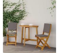 Homgoday Chaise de Bistro Extérieure en Bois d'Acacia Massif, Pliante, Coussin Amovible, Gris Foncé, 8,6 kg