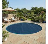 Homgoday Couverture de Piscine Solaire Ronde 250 cm PE Résistant UV Chauffage Écologique Réduit Évaporation Facile à Couper pour Piscine Hors Terre Noir et Bleu