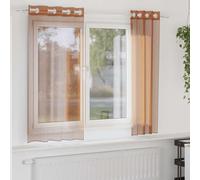 Homgoday Curtains Voile Terracota 140x140cm - 2 Pack, Semi-Transparent, Easy Hang Ojales, Washable