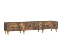 Homgoday Meuble TV Modern en Bois d'Ingénierie - Chêne Fumé - 3 Tiroirs - 147 x 34,5 x 30 cm