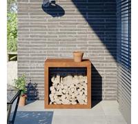 Homgoday Portant de Bois de Chauffage 60x40x60 cm Acier corten Portant de Bois, Range-Bûches Rangement Grande Capacité pour Bûches Bois, Support à Bois Range Bois de Chauffage