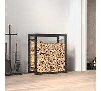 Homgoday Portant de Bois de Chauffage Noir Mat 50x28x56 cm Acier Portant de Bois, Range-Bûches Rangement Grande Capacité pour Bûches Bois, Support à Bois Range Bois de Chauffage
