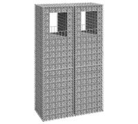 Homgoday Poteaux à Panier de Gabion 2 pièce 50x50x180 cm Fer, Mur à Gabion de Jardin, Panier de Gabion Clôture de Extérieur pour Terrasse, Arrière-Cour, Pelouse