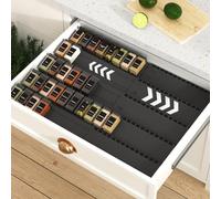 Homhut Rangement epices tiroir 5 niveaux,Organisateur Porte épices pour extensible de 33 cm à 62 cm,insert etagere epices cuisine texture mate,Avec bosses antidérapantes