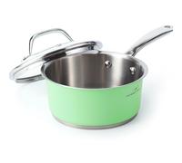 HOMICHEF 0,95 L Vert Menthe Casserole en Acier Inoxydable Sans Nickel - Casserole 16 CM Non Toxique Sans Revêtement pour Plaque à Induction - Petite Marmite Vert Menthe