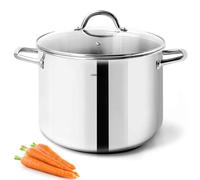 HOMICHEF Marmite 24,5 cm 7,6 litres avec couvercle en acier inoxydable sans nickel - poli miroir Marmite 7,6 litres avec couvercle - Ustensiles de cuisine sains Marmites 7,6 litres