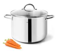 HOMICHEF Marmite en acier inoxydable sans nickel avec couvercle et poignée - 24,5 cm 5,7 litres Petite casserole - Idéal pour les soupes, les sauces et la cuisson à induction