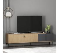 Homidea Modena - Meuble TV bas de 180 cm avec portes et espace de rangement - Meuble TV au design scandinave - Pour salon (chêne clair - anthracite)