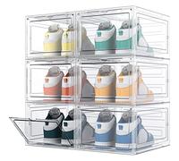 HOMIDEC Boîtes à Chaussures,6 pcs Boîte Rangement Chaussures en Plastique Transparent Empilables,Conteneurs pour Organisateur de Chaussures avec Couvercles pour femmes/hommes