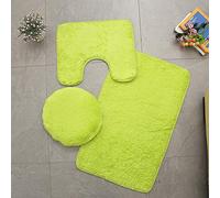 Homieco Tapis de Salle de Bains Couleur Pure 3Pcs Bath Mat Absorbant Doux Antidérapant Tapis & Couvercle Toilette Couvercle Set Lavable (Vert)