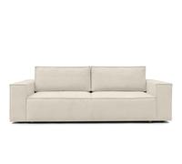 HOMIFAB Canapé Convertible 3 Places Harper Tissu Chenille Beige Foncé 237x101x85 cm Coffre Rangement
