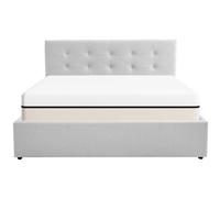 HOMIFAB Ensemble Lit Coffre Adulte 140x190cm avec tête de lit en Tissu Gris - Tina + Matelas Ressorts ensachés - Spring Elite