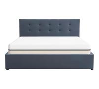 HOMIFAB Ensemble Lit Coffre Adulte 140x190cm avec tête de lit en Velours Gris foncé - Tina + Matelas Ressorts ensachés - Spring Elite