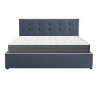 HOMIFAB Ensemble Lit Coffre Adulte 160x200cm avec tête de lit en Velours Gris foncé - Tina + Matelas mémoire de Forme - Memo HR