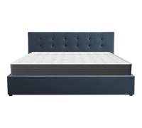 HOMIFAB Ensemble Lit Coffre Adulte 180x200cm avec tête de lit en Velours Gris foncé - Tina + Matelas mémoire de Forme - Memo HR