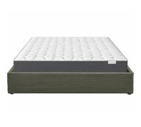 HOMIFAB Ensemble Lit Coffre Adulte 180x200cm en Velours côtelé Vert avec sommier - Handy + Matelas mémoire de Forme - Memo HR