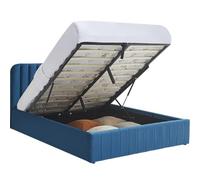HOMIFAB Lit Coffre Adulte 160x200 cm avec tête de lit capitonnée en Velours Bleu - Ava
