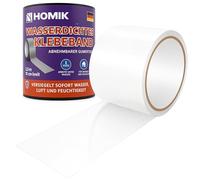HOMIK 2x 10cm x 2.5m Ruban Adhésif Imperméable Blanc Ultra Résistant - Ruban de Réparation Étanche pour Surfaces Lisses, Bande d’Étanchéité Imperméable, Résistant aux UV