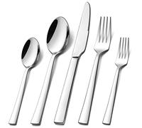 Homikit Couverts inox, 30 pièces pour 6 personnes, set de Poli Couvert with Couteau, Fourchette et Cuillère, Couverts pour la famille, les fêtes les restaurants, bord lisse passe au lave-vaisselle