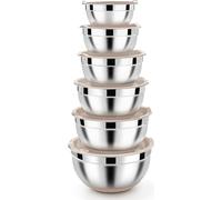 Homikit Ensemble bol à mélanger en acier inoxydable Couvercle étanche à l'air Fond en silicone 6 pièces 4.6L/2.8L/2.5L/1.6L/1.2L/0.7L