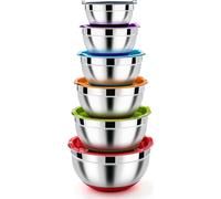 Homikit Ensemble de 6 bols à mélanger en acier inoxydable Empilables Coloré 4.6L/2.8L/2.5L/1.6L/1.2L/0.7L
