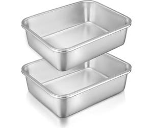 Homikit Ensemble de plats à four en acier inoxydable 27x21x8cm pour lasagnes & gâteaux