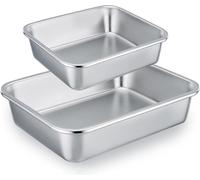 Homikit Ensemble de plats à four en acier inoxydable Rectangulaire Lot de 2