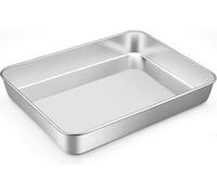 Homikit Plaque à pâtisserie en acier inoxydable 31,6x24,7x4,8 cm - Plaque de four profonde, pour cuire, rôtir et servir, lavable au lave-vaisselle