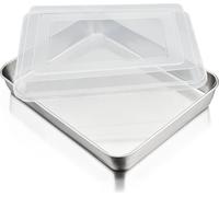 Homikit Plaque à pâtisserie en acier inoxydable avec couvercle 26,5 x 20,5 x 4,7 cm