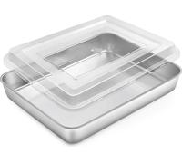 Homikit Plaque à pâtisserie en acier inoxydable avec couvercle hermétique 31,6x24,7x4,8cm