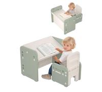 Hominewti Table Enfant avec Chaise, Ensemble Table et Chaises pour Enfants Réglables en Hauteur, Bureau Convertible, Multifonctions pour Lire, Écrire, Dessiner et Manger, Vert