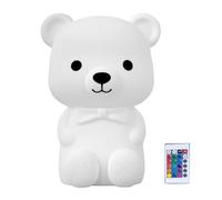 Homirty Veilleuse Ours Silicone Rechargeable avec Télécommande, Veilleuse Bébé 16 Couleurs Tactile et Dimmable avec Minuterie, Veilleuse Enfant sans Fil pour Chambre, Nursery, Adulte