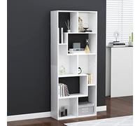 homiuse Bibliothèque Blanc 67x24x161 cm Bois d'ingénierie Meuble de Livres Design Minimaliste Armoire à Livres Etagère Rangement Salon Chambre pour Objets de Collection Bibelots Cadres Photo