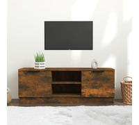 homiuse Meuble TV Chêne Fumé 102x35x36,5 cm Bois d'ingénierie Unité TV Design Epuré Armoire TV Bibliothèque Salon Meuble de Télévision Etagère de Rangement Cadres Photo Plantes Livres