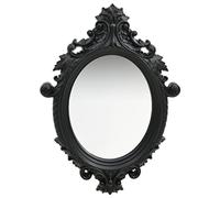 Homiuse Miroir Mural Style Château 56x76 CM Noir - Ovale en Bois, Baroque, Vintage, Art Déco - Décoration pour Toilette, Salon ou Chambre à Coucher