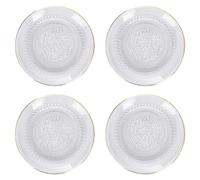 HOMLA Assiette en verre BARREL bord doré points 15cm set de 4 pièces