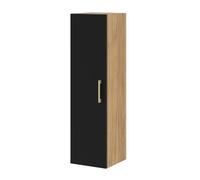 Homlando Armoire de Salle de Bains Lumi 110 cm, Armoire Haute Suspendue de 30 cm avec 3 étagères, Fermeture en Douceur, Chêne doré - Noir