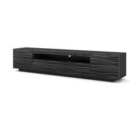 Homlando Aura Meuble TV Universel Sahara Effet 3D, à Suspendre ou à Poser, avec Espace de Rangement, Ouverture pour câble, Salon, 200 cm, Noir Sahara
