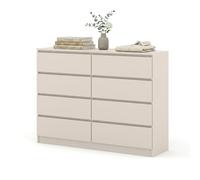 Homlando Commode Maja S8 140 x 40 x 104 cm avec 8 tiroirs - Buffet - Meuble Salon Classique - Commode de Couloir ou de Bureau (Cachemire)