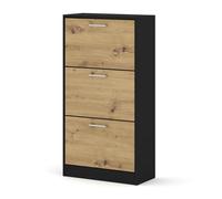Homlando IGA Armoire à chaussures fine en chêne Artisan noir 60 x 116 x 28 cm pour couloir, entrée, vestibule, armoire à chaussures, rangement à chaussures peu encombrant, pour couloirs étroits