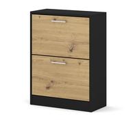 Homlando IGA Armoire à chaussures fine en chêne Artisan noir 60 x 81 x 28 cm pour couloir, entrée, couloir, couloir, rangement à chaussures, rangement fermé, plateau laminé de 16 mm