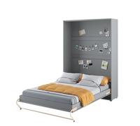 Homlando Lenart Concept Pro CP01 Lit mural, 140 x 200 cm, lit pliant vertical, armoire avec lit pliant intégré, gris mat