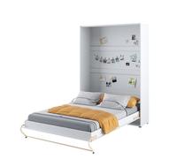 Homlando Lenart Concept Pro CP01 Lit mural - 140 x 200 cm - Lit pliant vertical - Armoire avec lit pliant intégré - Lit fonctionnel (blanc mat/blanc brillant)