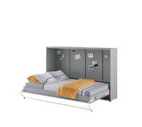 Homlando Lenart Concept Pro CP05 Lit mural, 120 x 200 cm, lit pliant horizontal, armoire avec lit pliant intégré, lit fonctionnel, gris mat