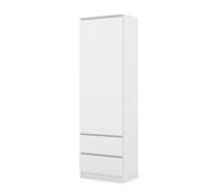 Homlando Maja Armoire Multi-usages 60 cm avec tiroirs, étagère étroite pour Salon et Bureau, Rangement Moderne avec Porte, Design Minimaliste, Panneau stratifié de qualité supérieure (Blanc Mat
