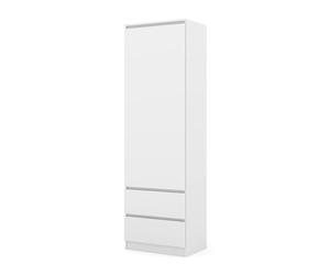Homlando Maja Armoire Multi-usages 60 cm avec tiroirs, étagère étroite pour Salon et Bureau, Rangement Moderne avec Porte, Design Minimaliste, Panneau stratifié de qualité supérieure (Blanc Mat
